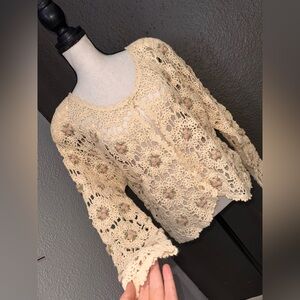 Grandma Core Elegant Crochet Lace Top